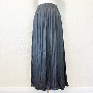 Zara Maxi Skirt Satin Crinkle Pleated Gray M/L Medium Large
